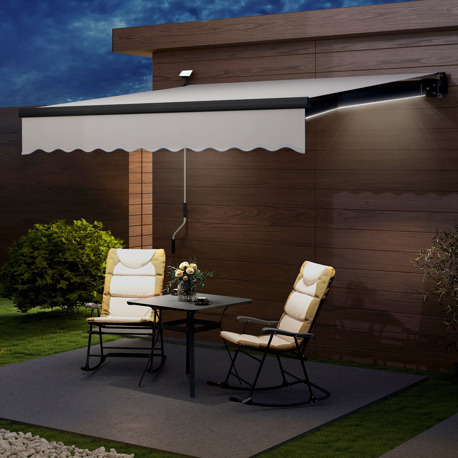 Outsunny Toldo Manual Retráctil 3x2,5 M Con Luces Led Ángulo Ajustable Crema_1