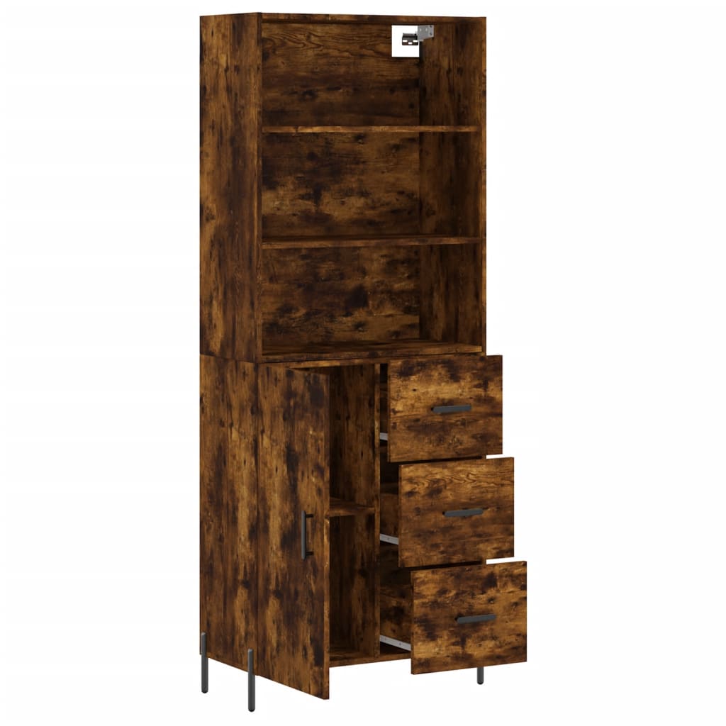 Aparador Alto Madera Contrachapada Roble Ahumado 69,5x34x180 Cm_3