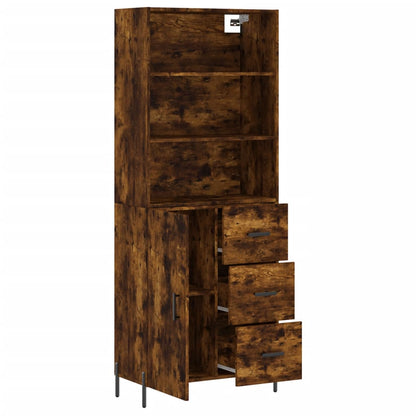 Aparador Alto Madera Contrachapada Roble Ahumado 69,5x34x180 Cm_3