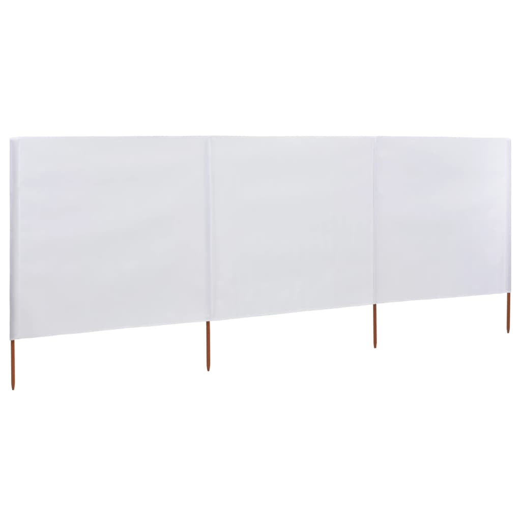 Vidaxl Paravientos De Playa De 3 Paneles Tela Blanco Arena 400x160 Cm_1