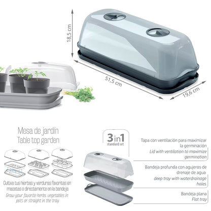 Semillero/bandeja Multiusos Respana Table Greenhouse, Dimensiones (mm) 515x196x185, Color Antracita