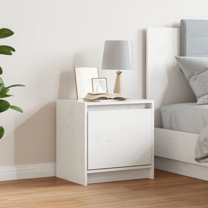 Mesita De Noche Madera Maciza De Mango Blanco 40x30,5x40 Cm_1