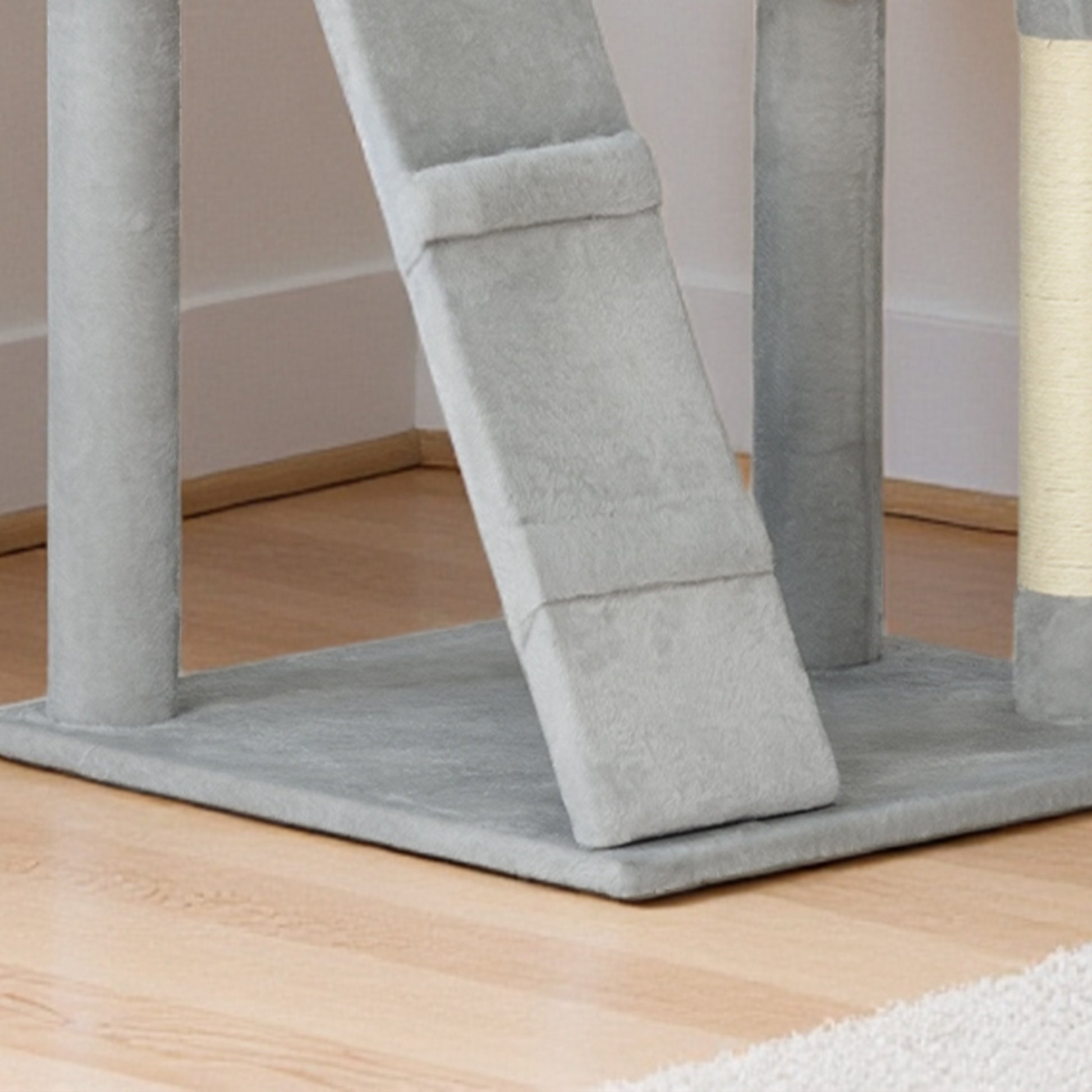 Pawhut Árbol Rascador Para Gatos 180 Cm Con Múltiples Plataformas Gris Claro_3