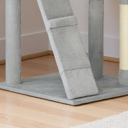 Pawhut Árbol Rascador Para Gatos 180 Cm Con Múltiples Plataformas Gris Claro_3