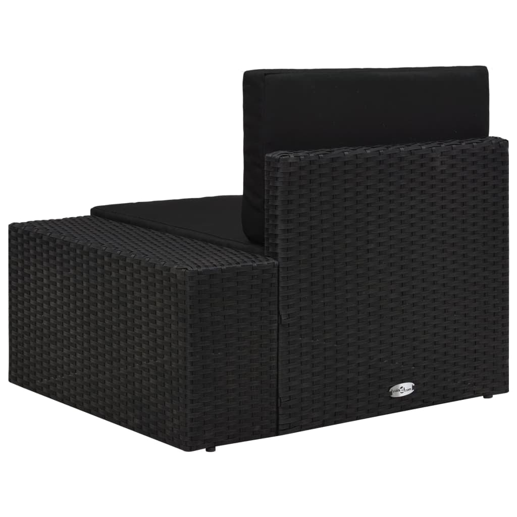 Vidaxl Sofá Seccional Esquina Reposabrazos Izquierdo Ratán Pe Negro_3