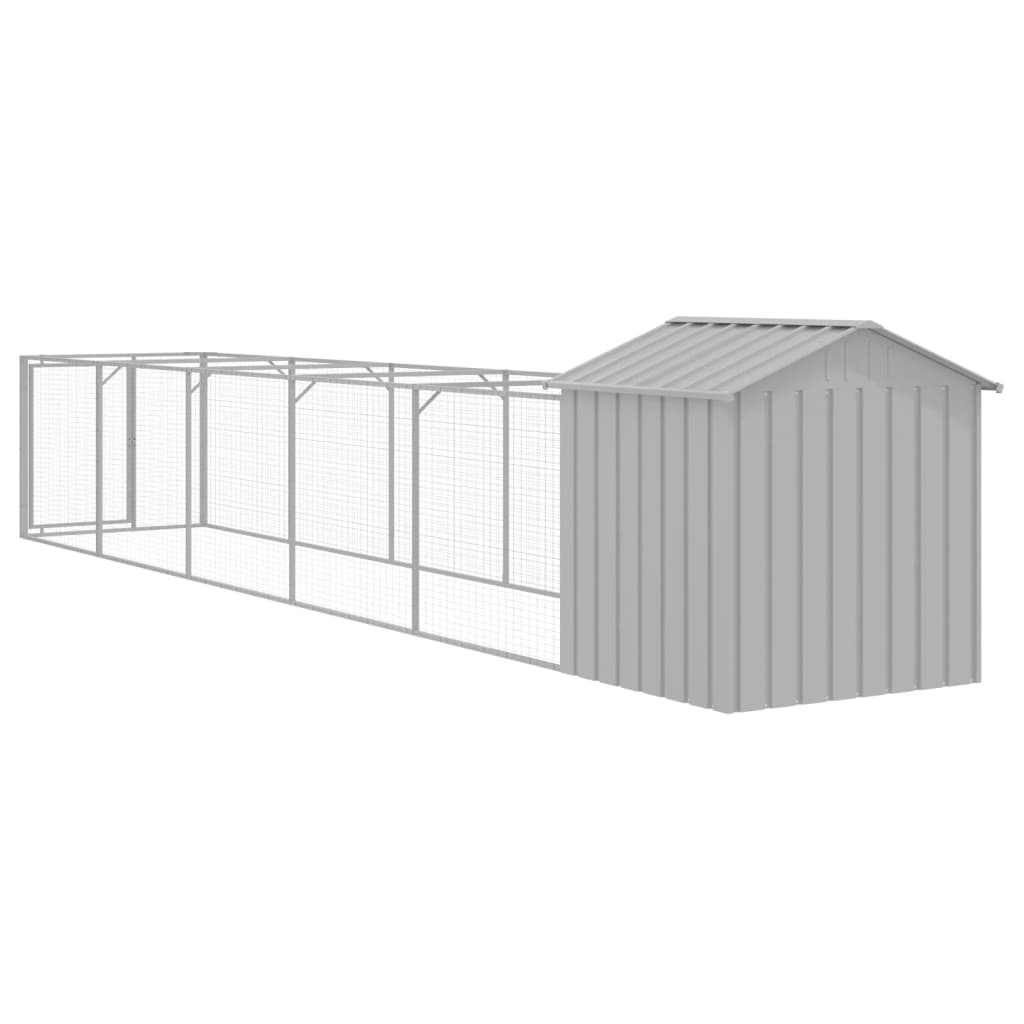 Caseta Perros Tejado Acero Galvanizado Gris Claro 117x609x123cm_4