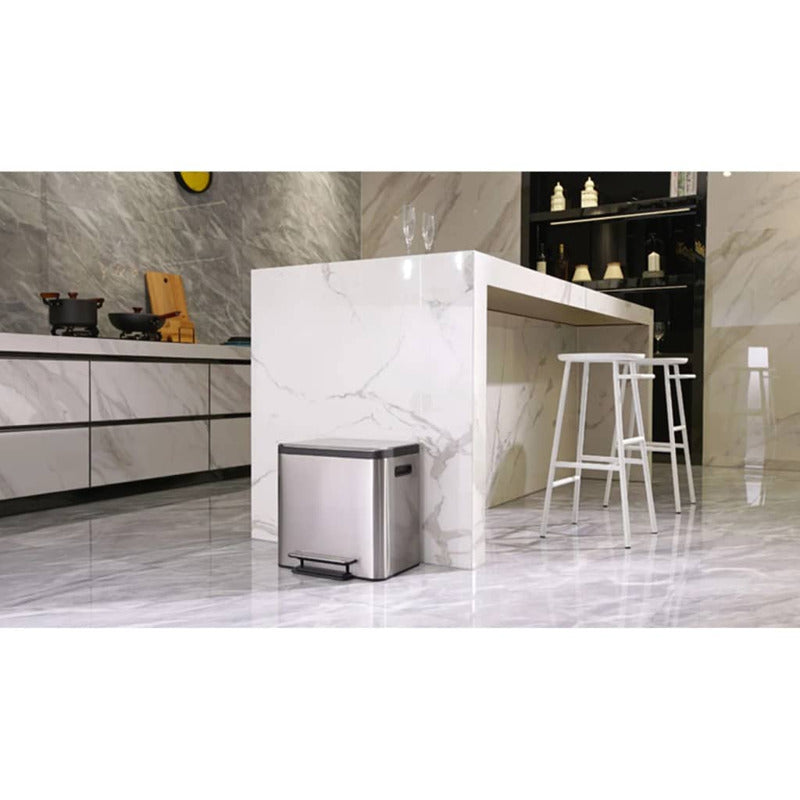 Eko Cubo De Pedal Ecocasa 30 L Plateado Mate_1