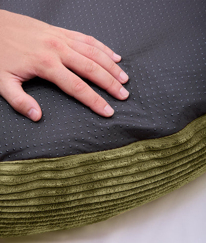 Cafide Cama Donut Para Perro Con Tejido De Pana Verde. Modelo Nuba. Talla M (80x80x20 Cm)_3