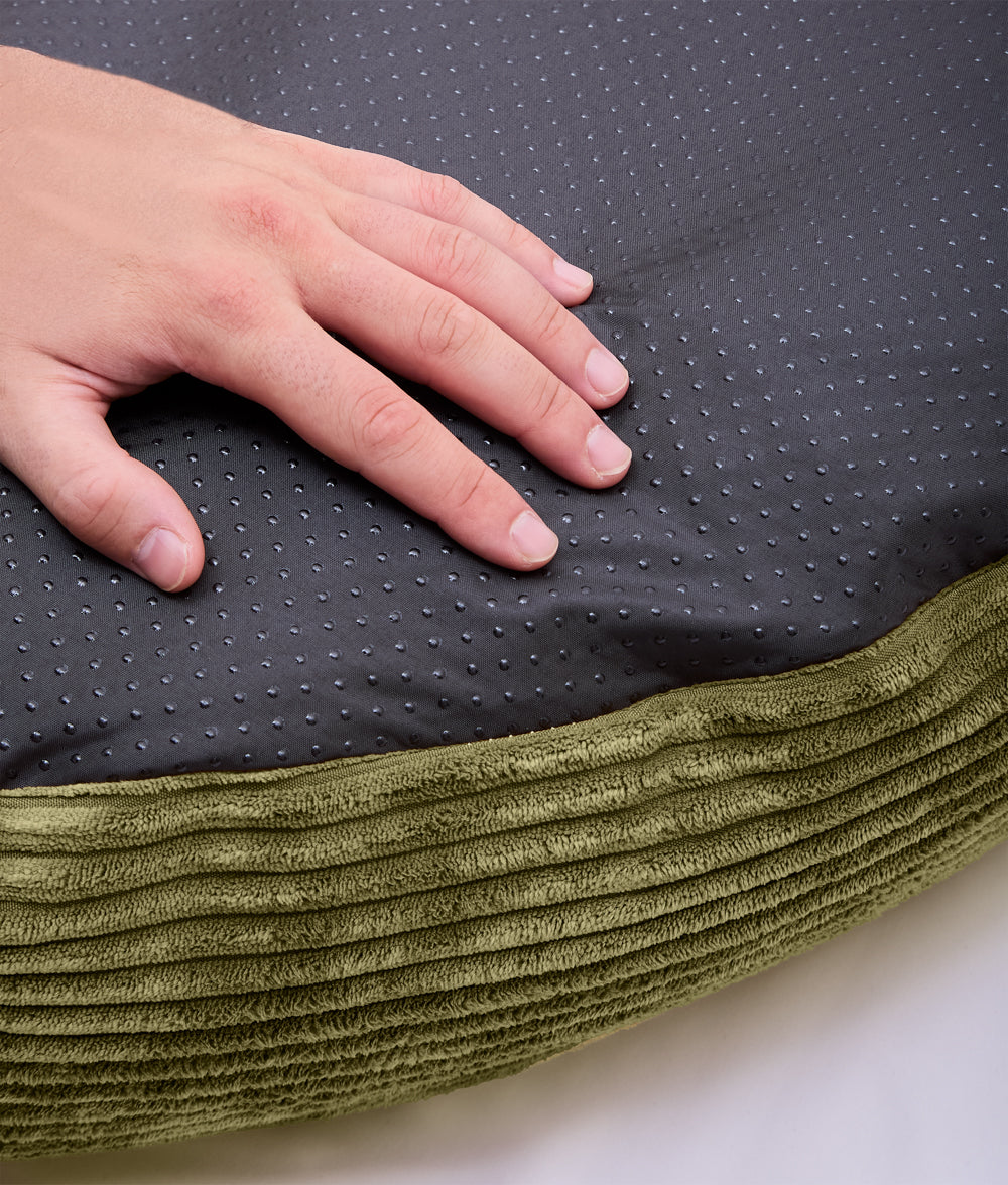Cafide Cama Donut Para Perro Con Tejido De Pana Verde. Modelo Nuba. Talla L (100x100x25 Cm)_3