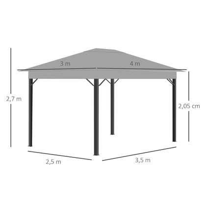Outsunny Cenador Jardín 4x3 M Con Techo De Ventilación 4 Cortinas Para Exterior_2