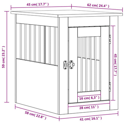 Vidaxl Jaula Para Perros Madera Ingeniería Gris Hormigón 45x62x59 Cm_2