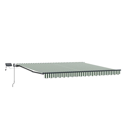 Toldo Retráctil Verde Y Blanco 450 X 300 Cm Tela Y Aluminio_0