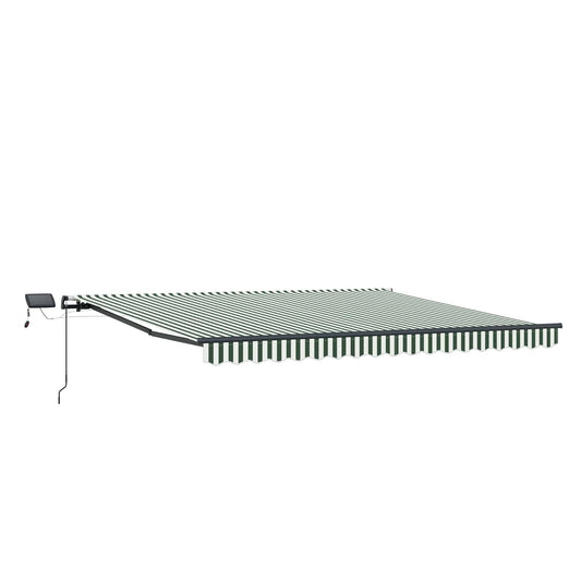 Toldo Retráctil Verde Y Blanco 450 X 300 Cm Tela Y Aluminio_0