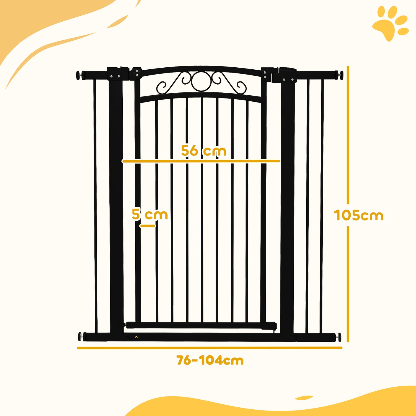 Pawhut Barrera Para Perros Con Ancho Ajustable 76-104 Cm 2 Extensiones Negro_2