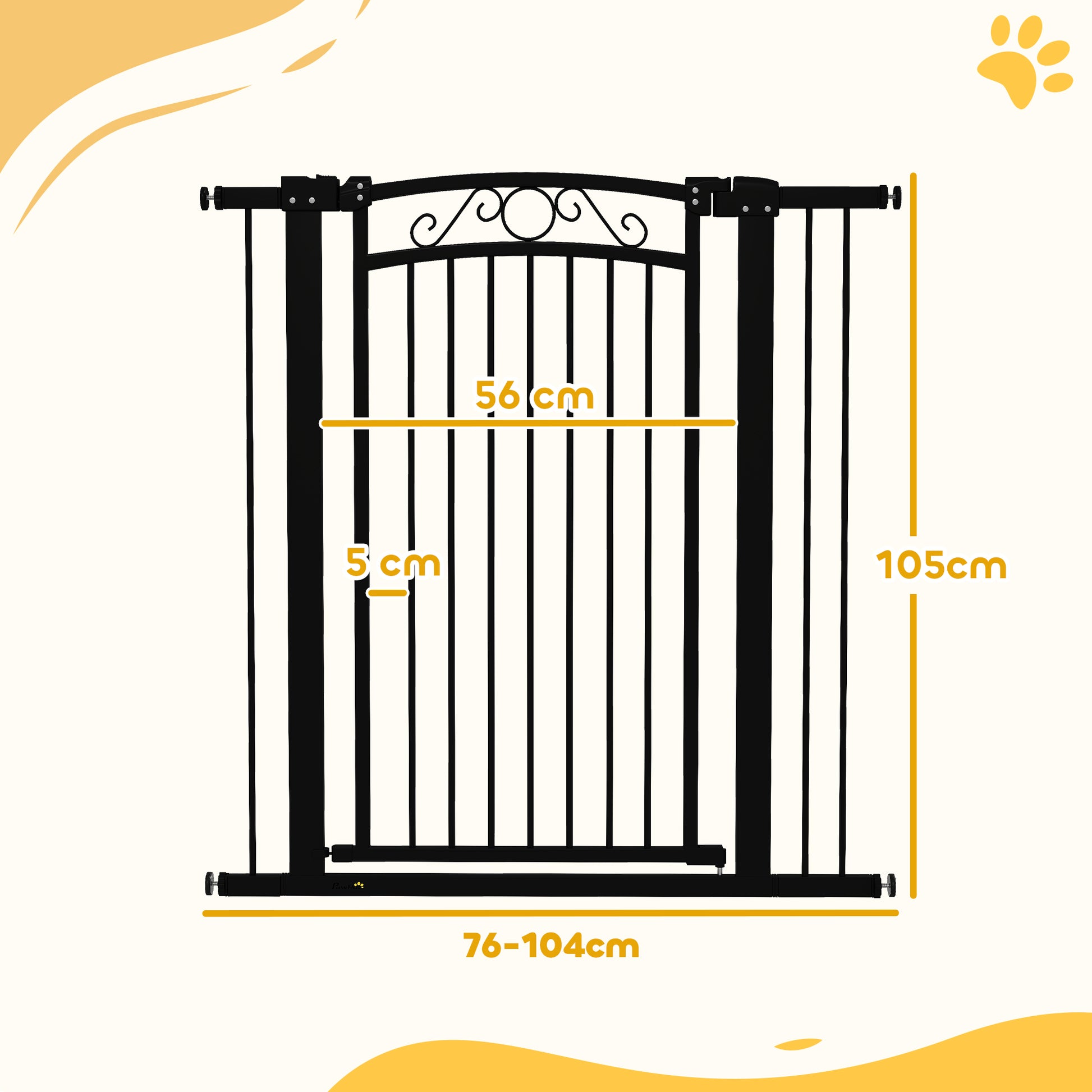 Pawhut Barrera Para Perros Con Ancho Ajustable 76-104 Cm 2 Extensiones Negro_2