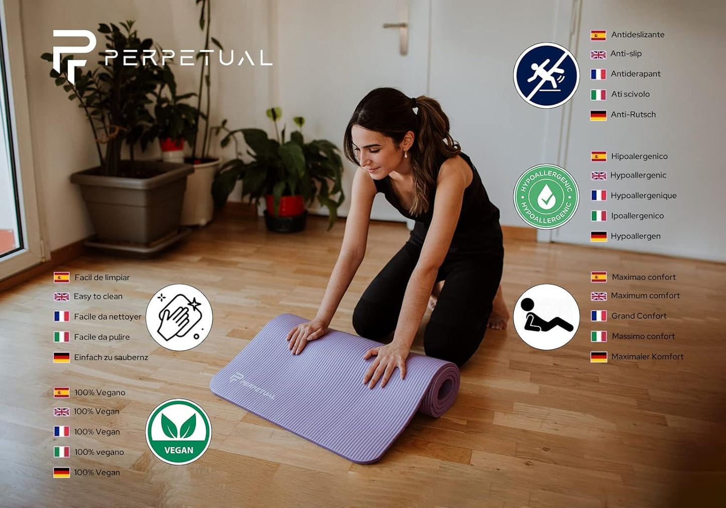 Esterilla De Gimnasia Perpetual Y Pilates 15mm - Esterilla Antideslizante - Con Asa Y Bolsa De Transporte_2
