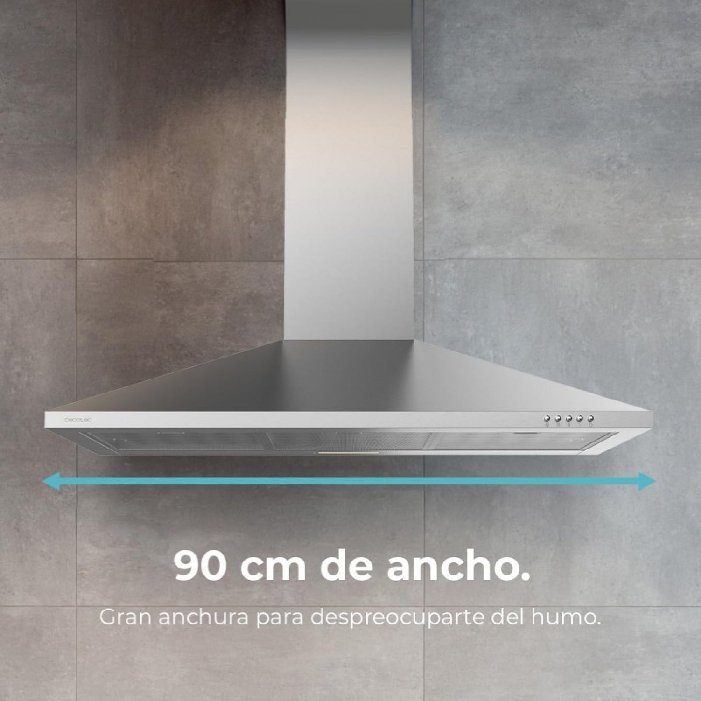 Campana Extractora 90 Cm Piramidal Bolero Flux Pm 903500 Inox B. Motor 65w, Acabado Inox, Succión 350m3/h, Control Mecánico, 3 Niveles De Potencia,_3
