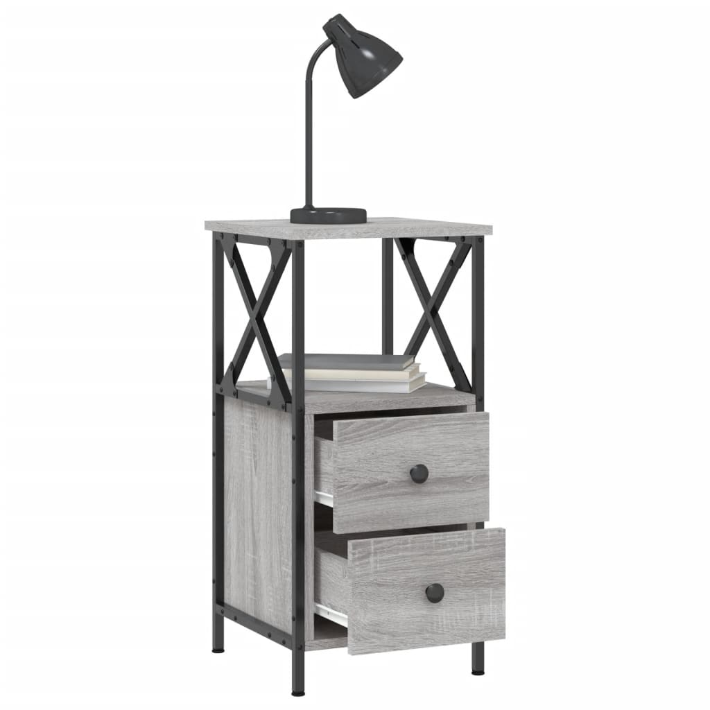 Mesita De Noche Madera De Ingeniería Gris Sonoma 34x35,5x70 Cm_2