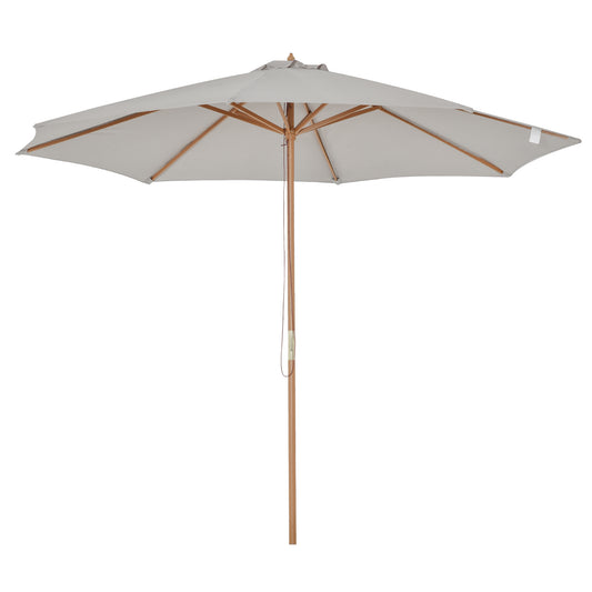Outsunny Sombrilla Jardín Ø300x250 Cm Con Techo Ventilado Y Poste Madera Gris_0