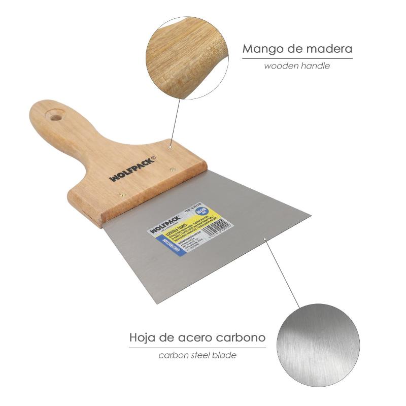 Espatula Techos Mango Madera Hoja Acero 90 X 140 Mm. Espatula Yeso, Espatula Pintor, Espatula Masillas, Espatula Pladur, Etc._2