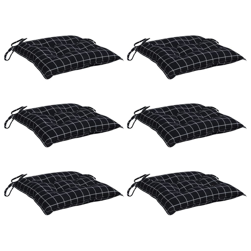 Vidaxl Cojines Para Silla 6 Uds Tela A Cuadros Negro 40x40x7 Cm_0