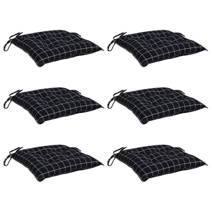Vidaxl Cojines Para Silla 6 Uds Tela A Cuadros Negro 40x40x7 Cm_0