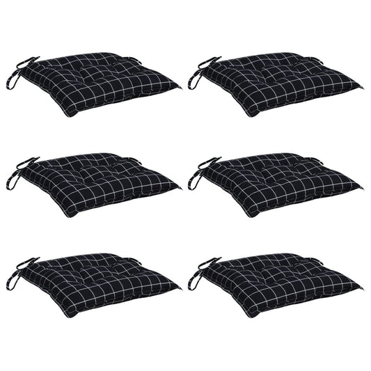 Vidaxl Cojines Para Silla 6 Uds Tela A Cuadros Negro 40x40x7 Cm_0