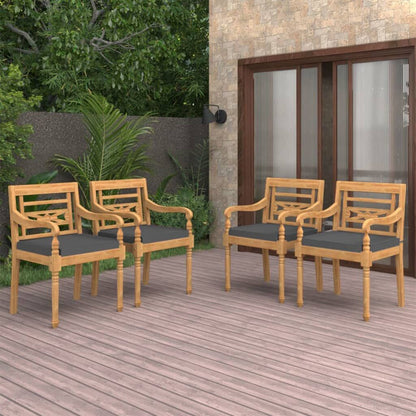 Vidaxl Sillas Batavia Con Cojines 4 Unidades Madera Maciza De Teca_1