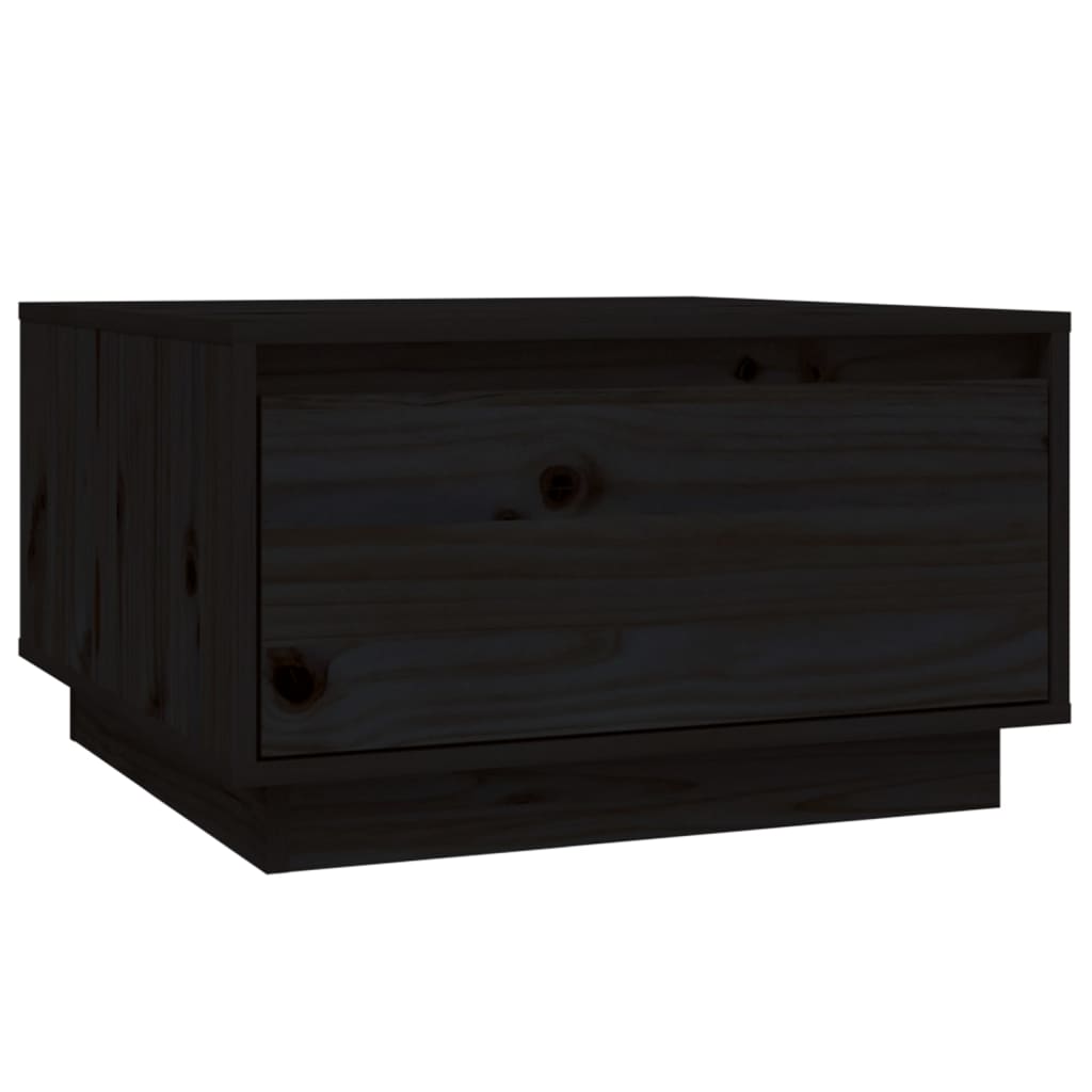 Mesa De Centro De Madera Maciza De Pino Negro 55x56x32 Cm_0