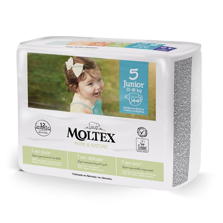 Pack ahorro Pañales T5 (13-18 kg) Moltex Pure & Nature, 176 Uds