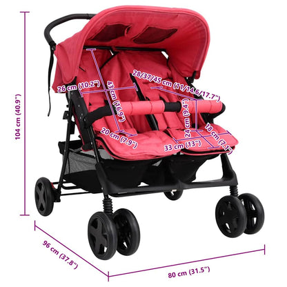 Vidaxl Carrito Para Gemelos De Acero Rojo_2
