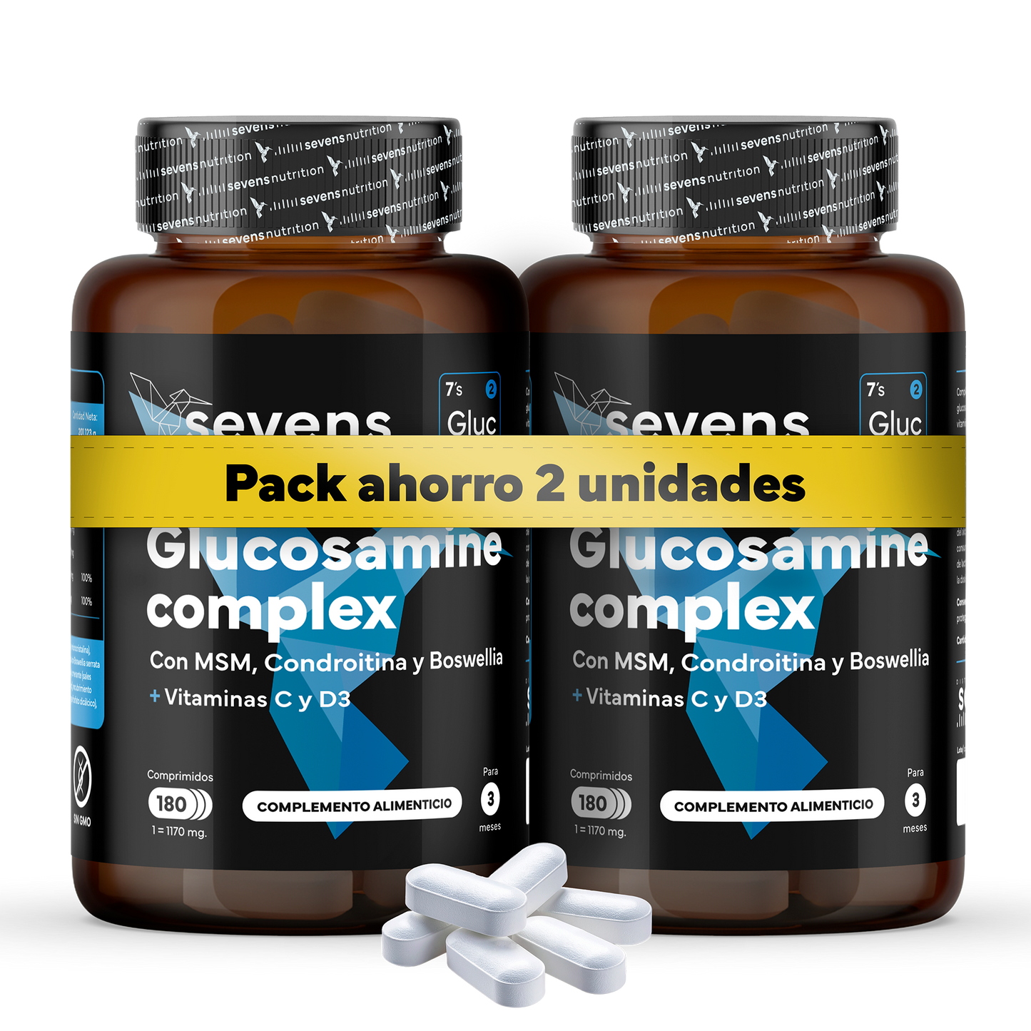 Pack 2x Glucosamina Con Condroitina, Msm, Boswellia, Vitaminas C Y D3. Sevens Nutrition. Cuidado De La Salud Articular._0