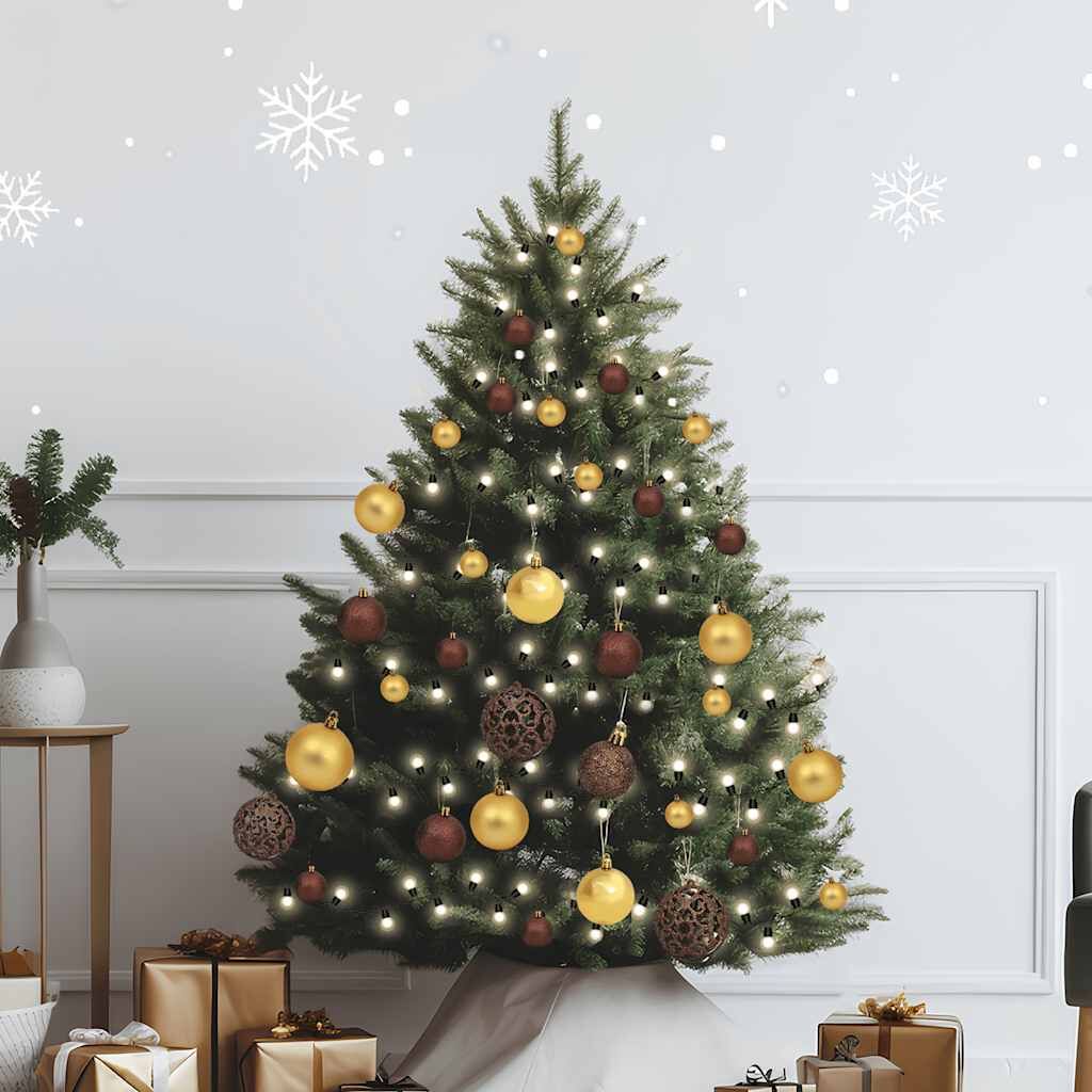 Vidaxl Set De Bolas De Navidad 61 Pzas Con Pico 150 Led Dorado Bronce_1