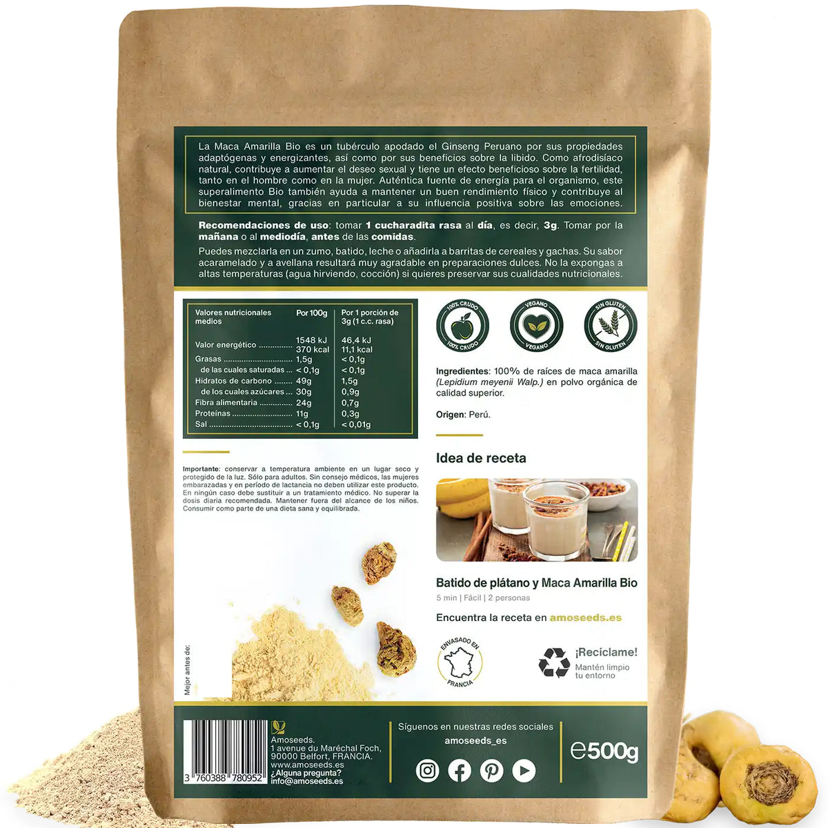 Maca Amarilla En Polvo Bio 500g_4