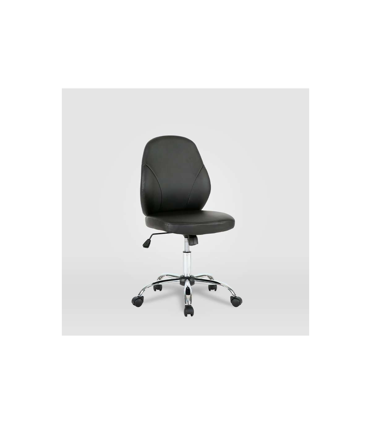 Silla De Oficina Estela En Piel Sintética Negra. Alto: 90.5-100.5cm Ancho: 45, Fondo: 56._5