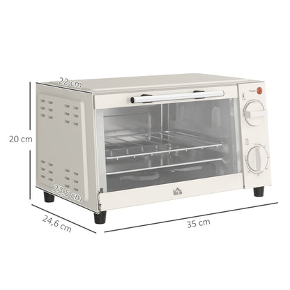 Homcom Mini Horno Eléctrico 9l 50w Con Temperatura Ajustable Temporizador Crema_2