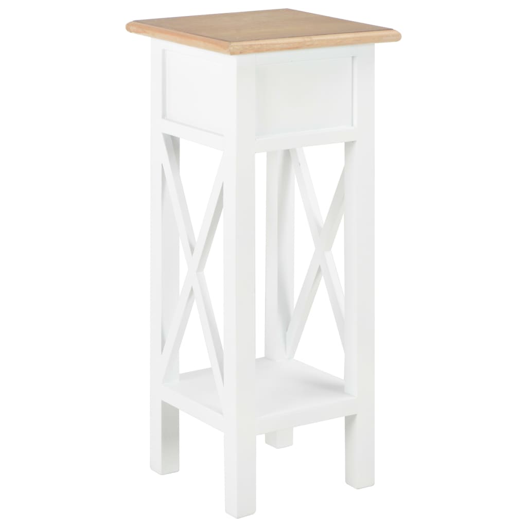 Mesa Auxiliar De Madera Blanca 27x27x65,5 Cm_3