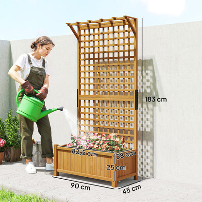 Outsunny Jardinera Con Enrejado De Madera Para Trepadora Plantas 90x45x183 Cm_2