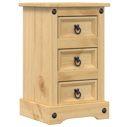 Mesita De Noche Corona Madera Maciza De Pino 35x32,5x58 Cm_0