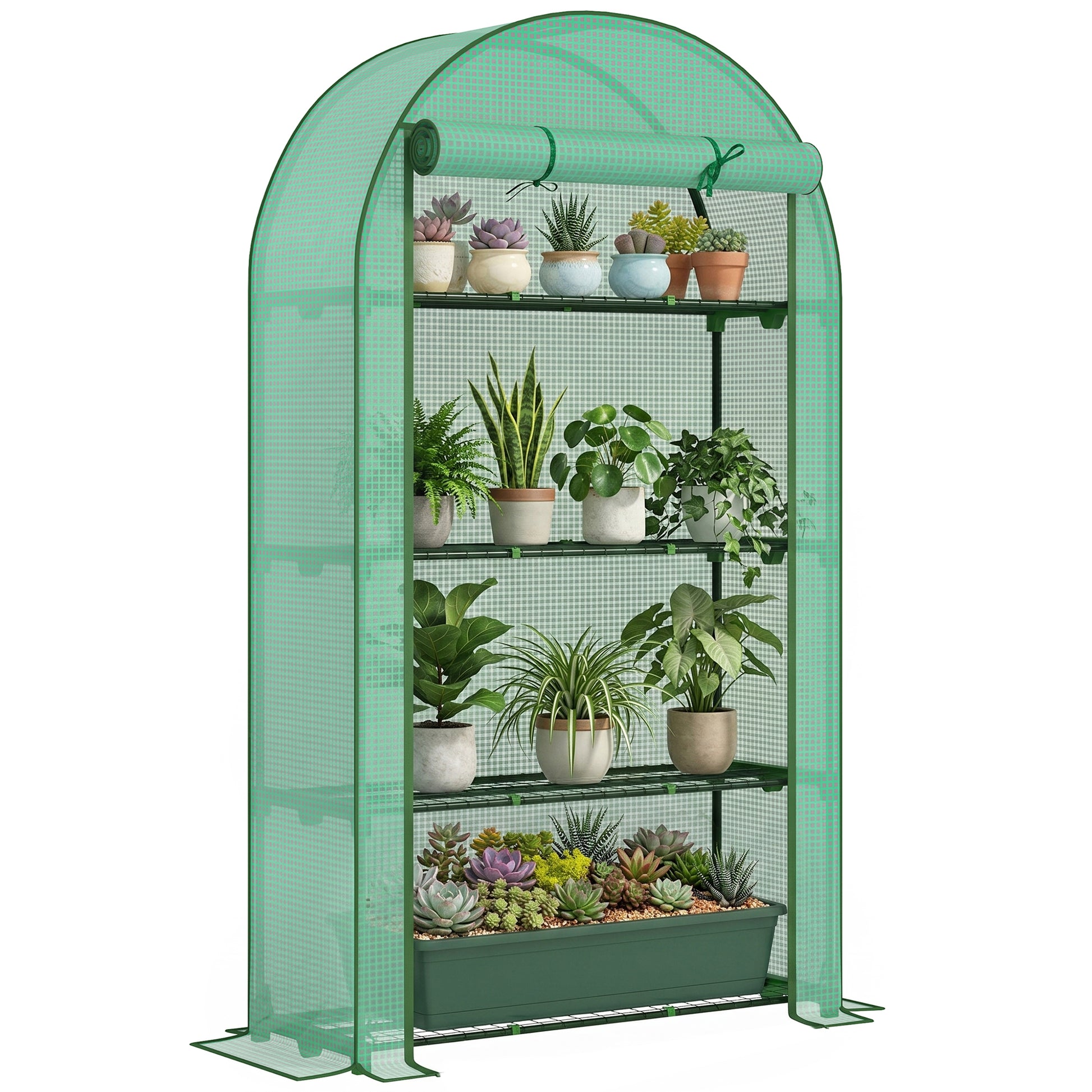 Outsunny Invernadero De Exterior Con 4 Estantes Puerta Enrollable 105x45x160 Cm_0
