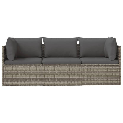 Vidaxl Set De Muebles De Jardín 3 Pzas Y Cojines Ratán Sintético Gris_3