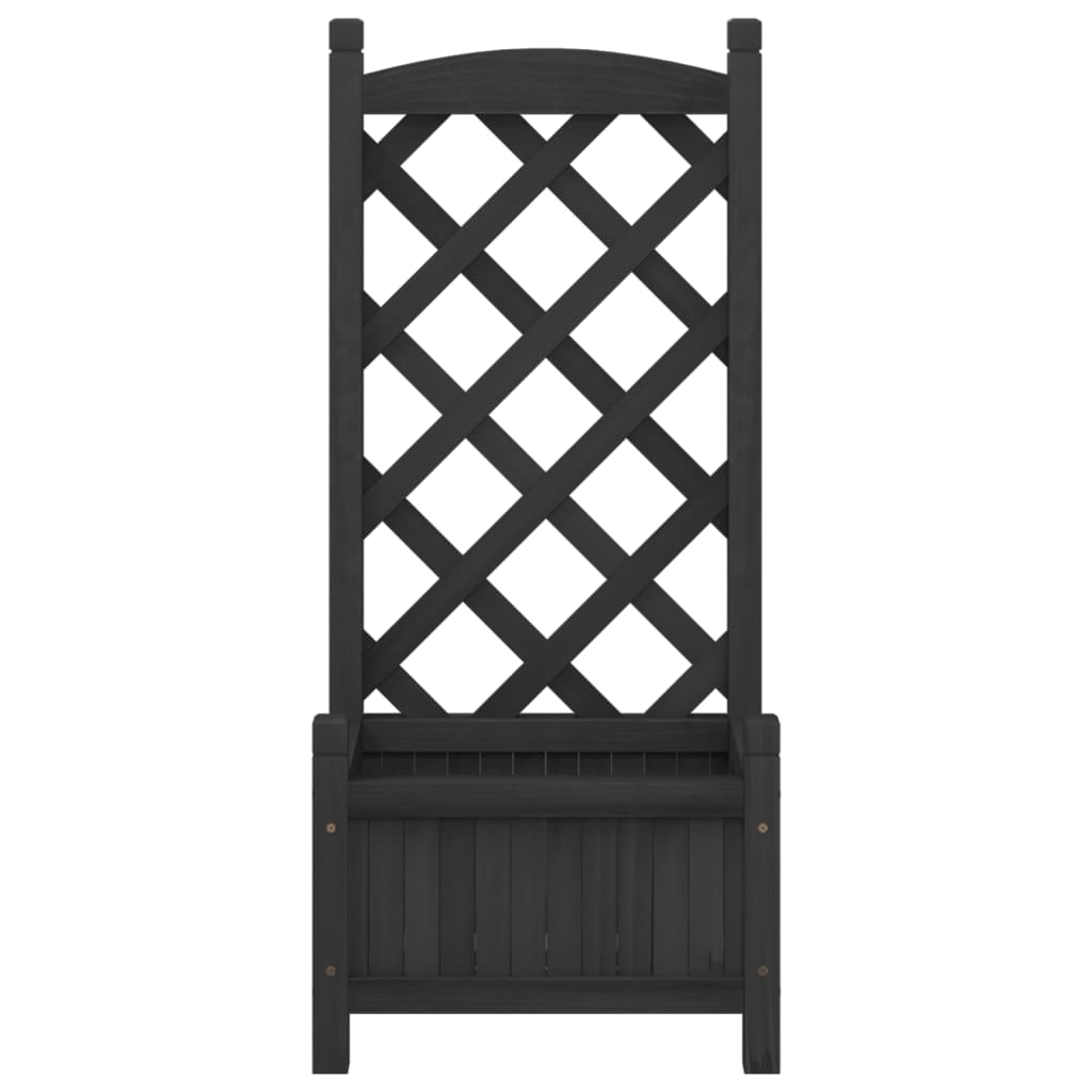 Jardinera Con Enrejado Negro 40x30x90 Cm Madera Maciza De Abeto_3