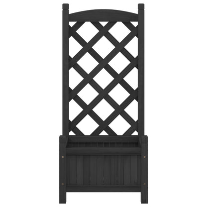Jardinera Con Enrejado Negro 40x30x90 Cm Madera Maciza De Abeto_3