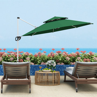 Outsunny Sombrilla De Jardín Ø292 Cm Con Manivela Inclinación Ajustable Verde_3