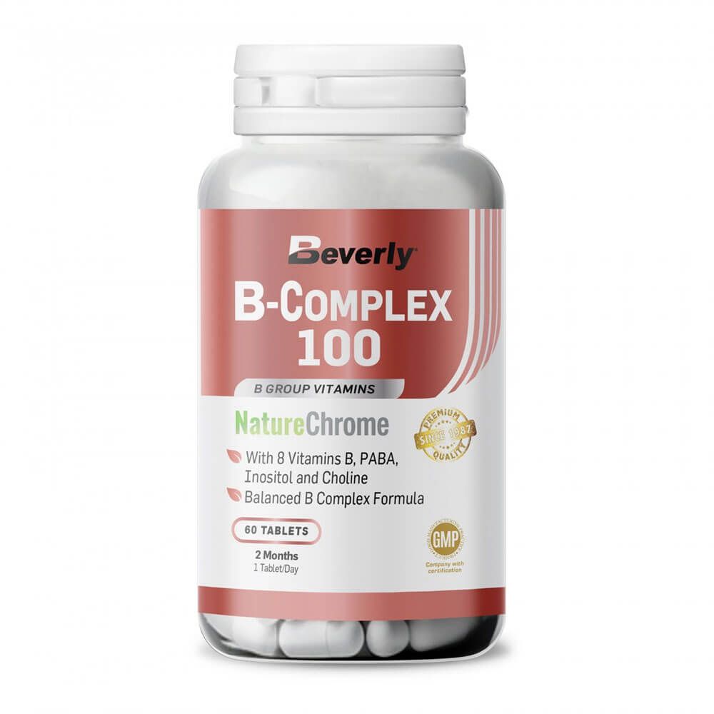 B-complex 100 - 60 Tabletas - Complejos Multivitaminicos - Beverly Nutrition_0