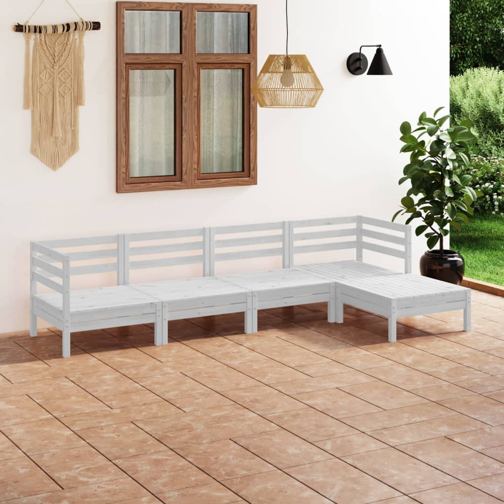 Juego De Muebles De Jardín 5 Piezas Madera Maciza Pino Blanco / Vetonek_3