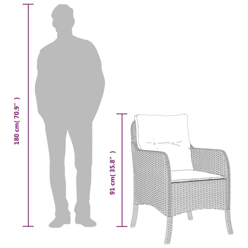 Set Comedor Jardín 7 Pzas Y Cojines Ratán Sintético Gris Claro / Vetonek_1