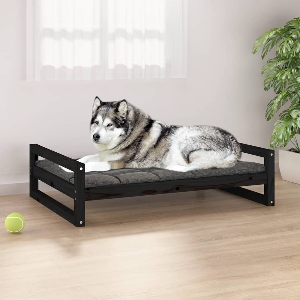 Vidaxl Cama Para Perros Madera Maciza De Pino Negro 105,5x75,5x28 Cm_1