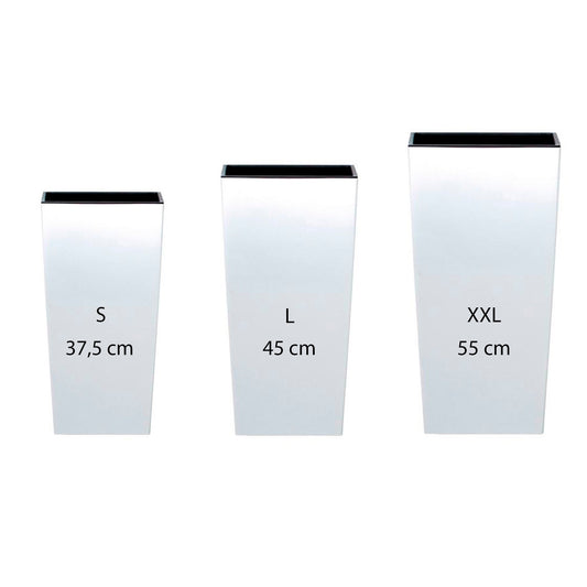 Pack 3 Macetas Altas Prosperplast (11,4/19/35 Litros) Urbi Square De Plastico En Color Blanco Con Deposito
