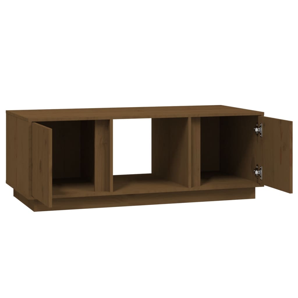 Mesa De Centro Madera Maciza De Pino Marrón Miel 110x50x40 Cm_4